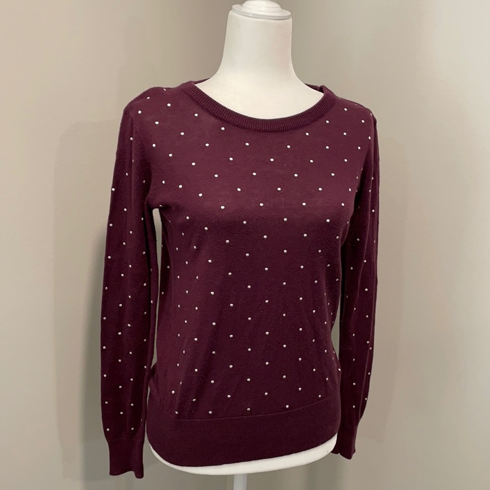 Stitch Fix Plum polka dot sweater size xs